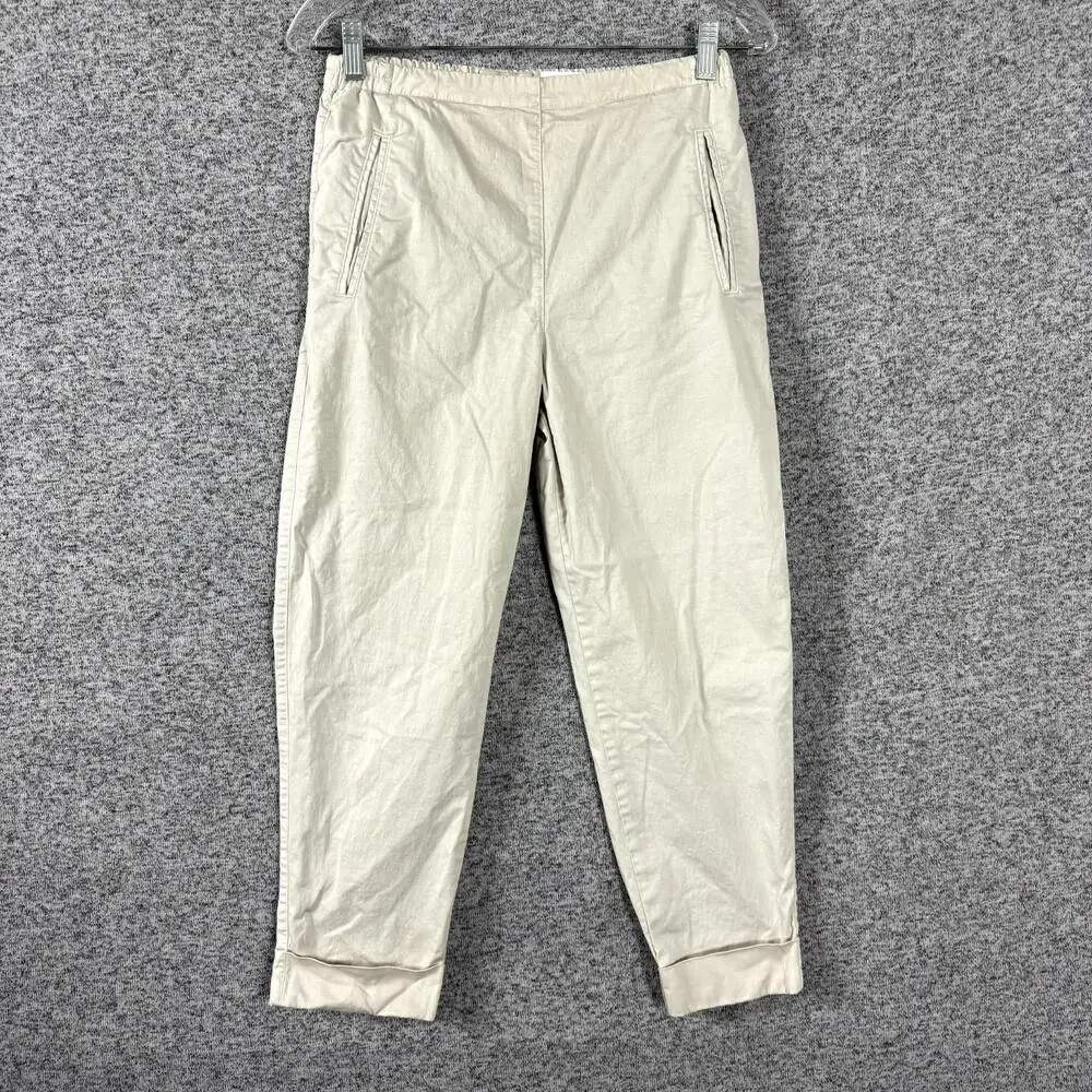 Elemente Clemente Women's Size 0 Beige Cotton Twill Pull On Slim Leg Pants - Picture 1 of 11